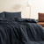 Dark Sky Reserve - Bamboo Linen Oversized Queen Duvet Cover - Portugal Made - Nightfall Navy