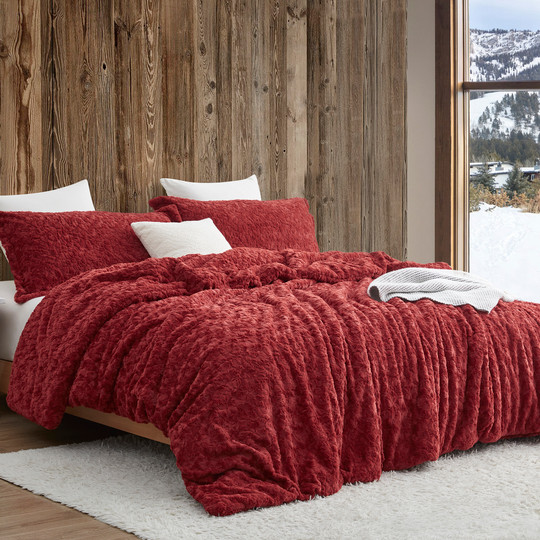 Red Fuzzy Comforter XeGe Plush Shaggy Duvet Cover Set, Luxury Soft