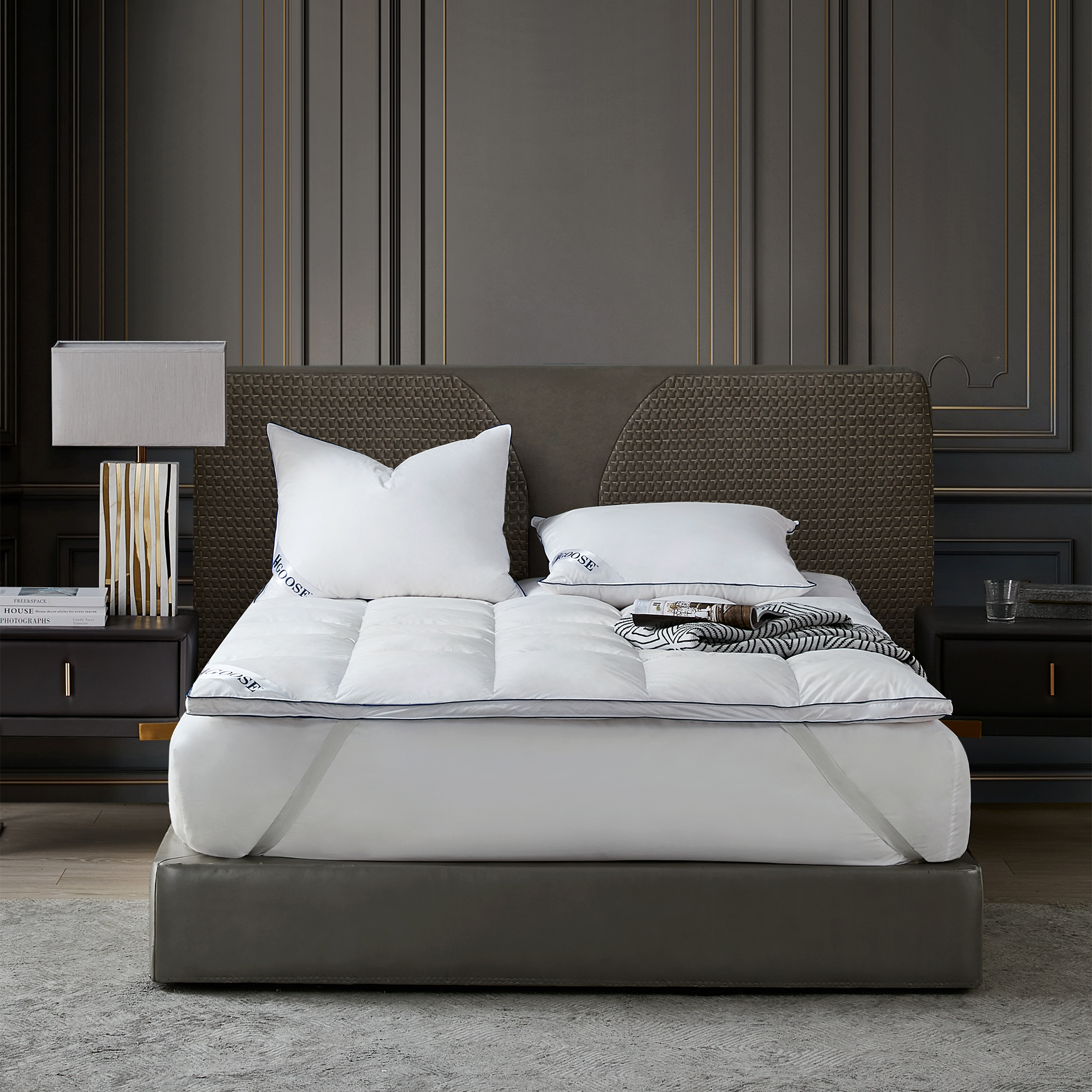 HGOOSE - Baffle Box Hungarian Featherbed - California Kingv