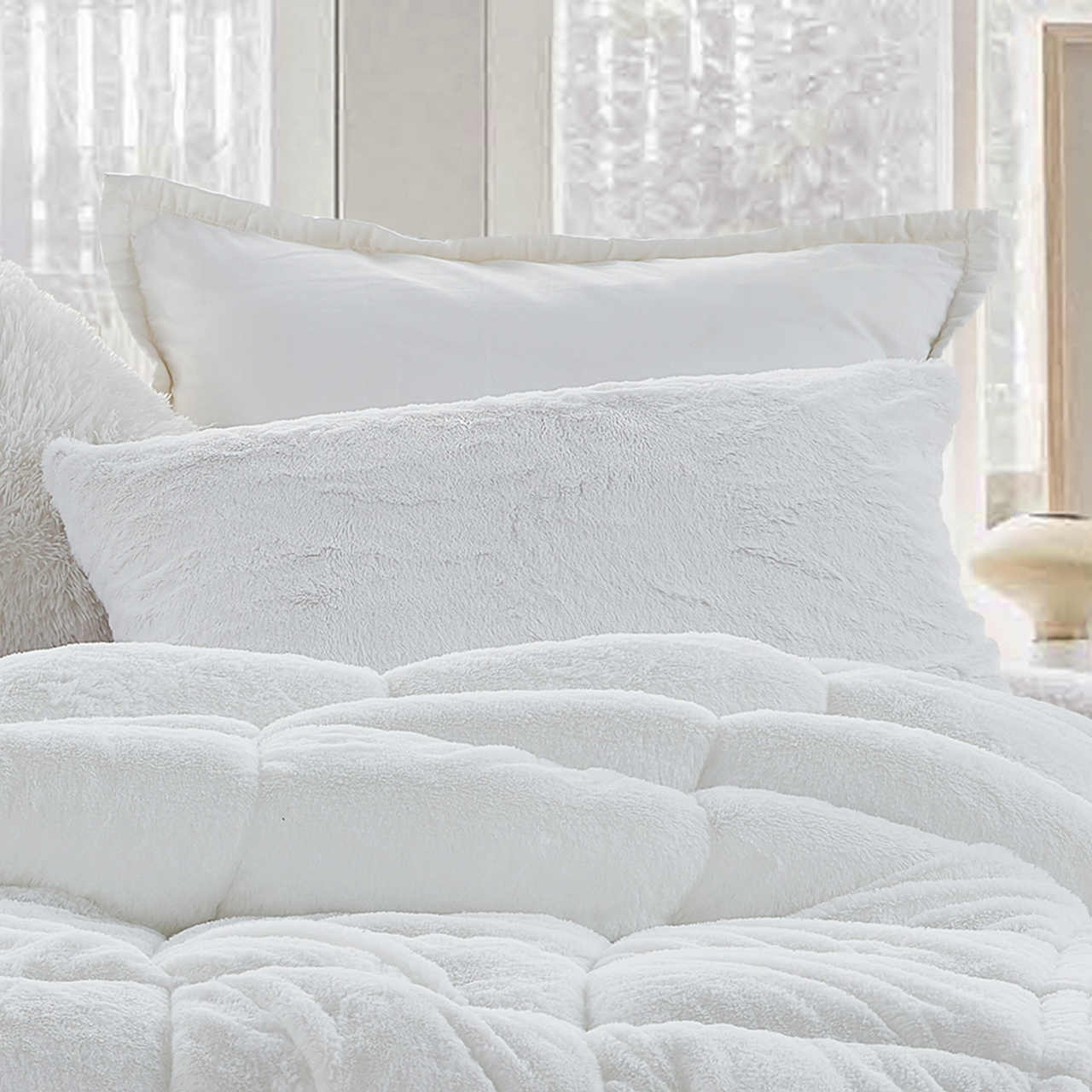 Off White Gray Tone Single Standard Size Pillow Sham Made with Soft Microfiber and Ultra Cozy Plush Bedding Materials