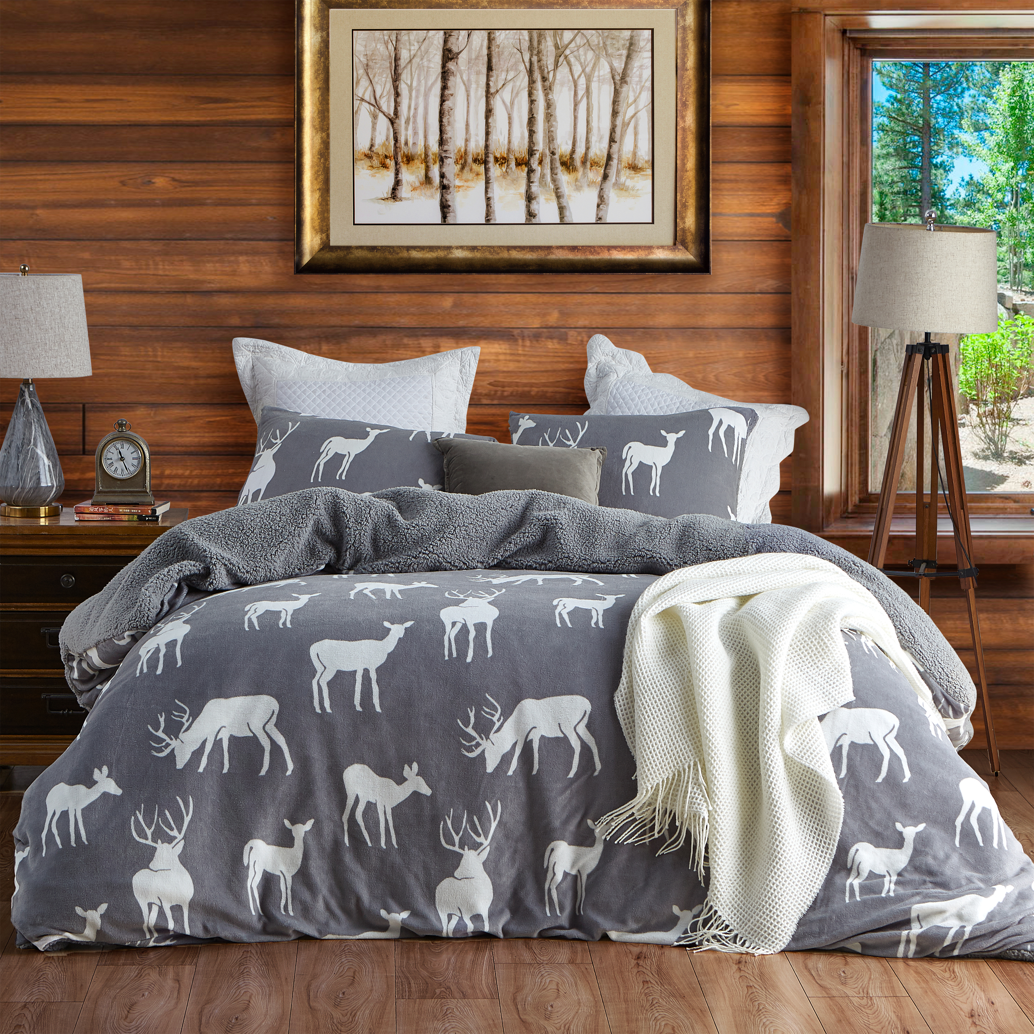 Extra Large Twin Velvet and Fleece Duvet Cover Set