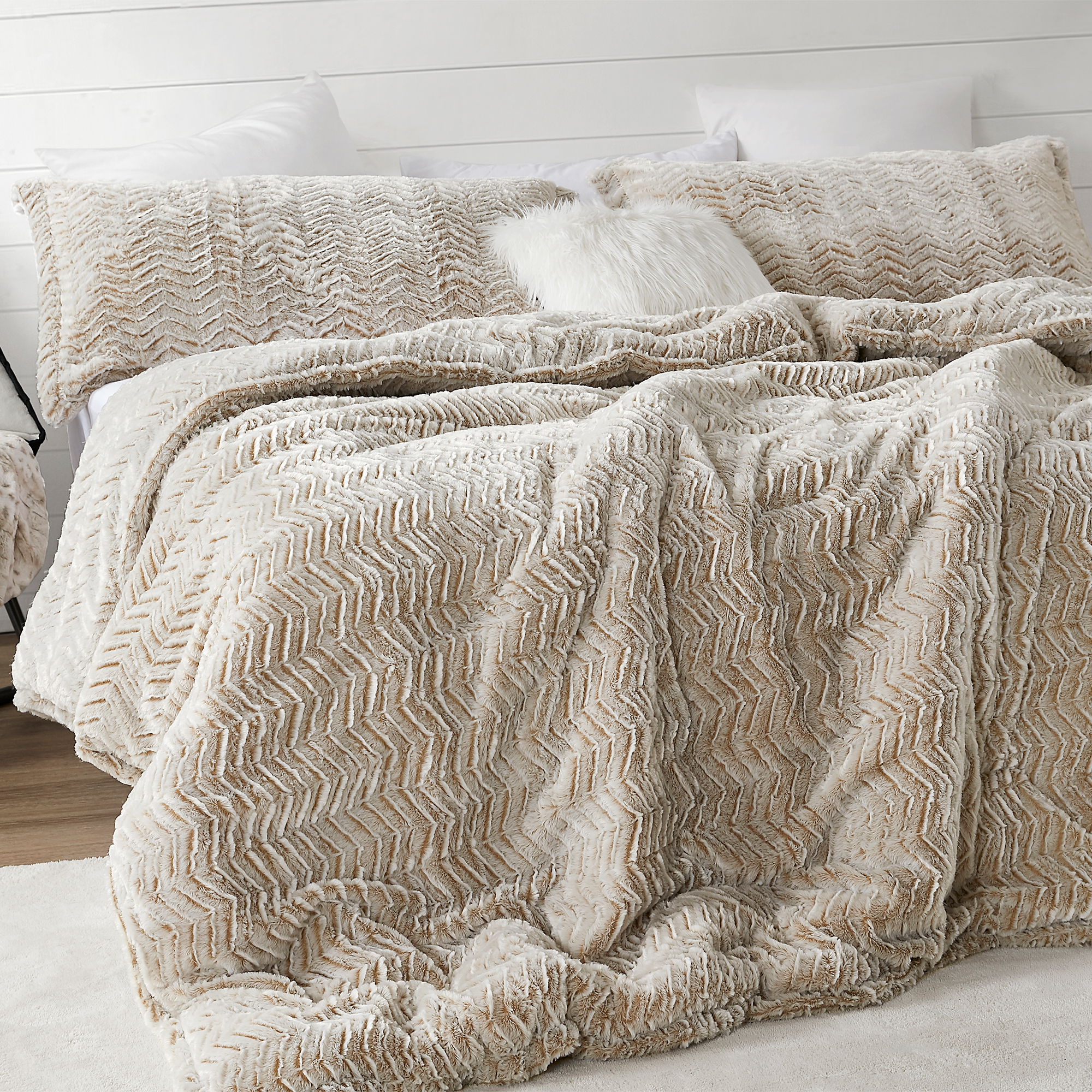 Frosted Taupe Extra Large Twin, Queen, or King Plush Comforter Set Made with Machine Washable Bedding Materials