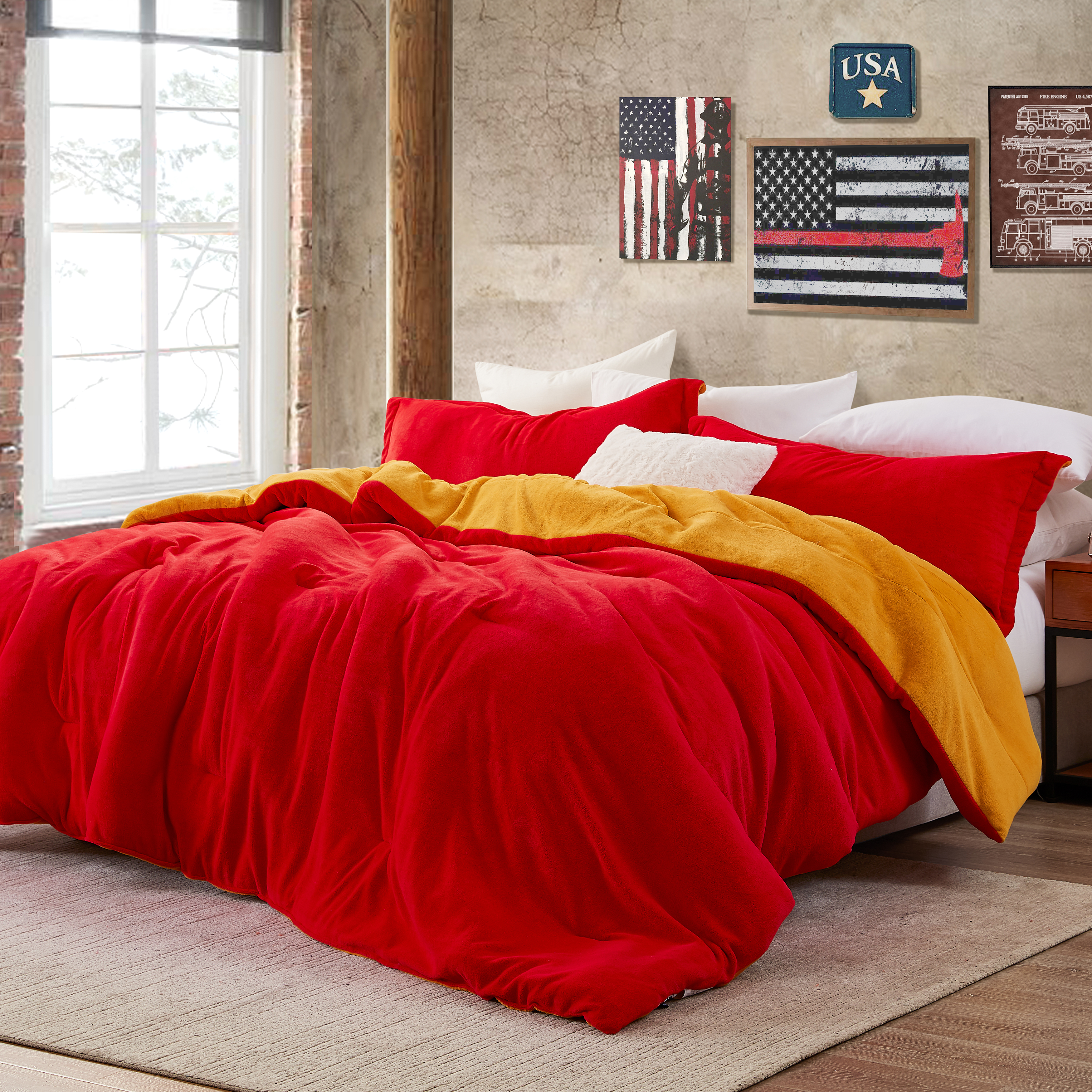 Vibrant Twin Extra Large Bedding Decor Trendy Red and Orange Reversible Twin XL Comforter Set