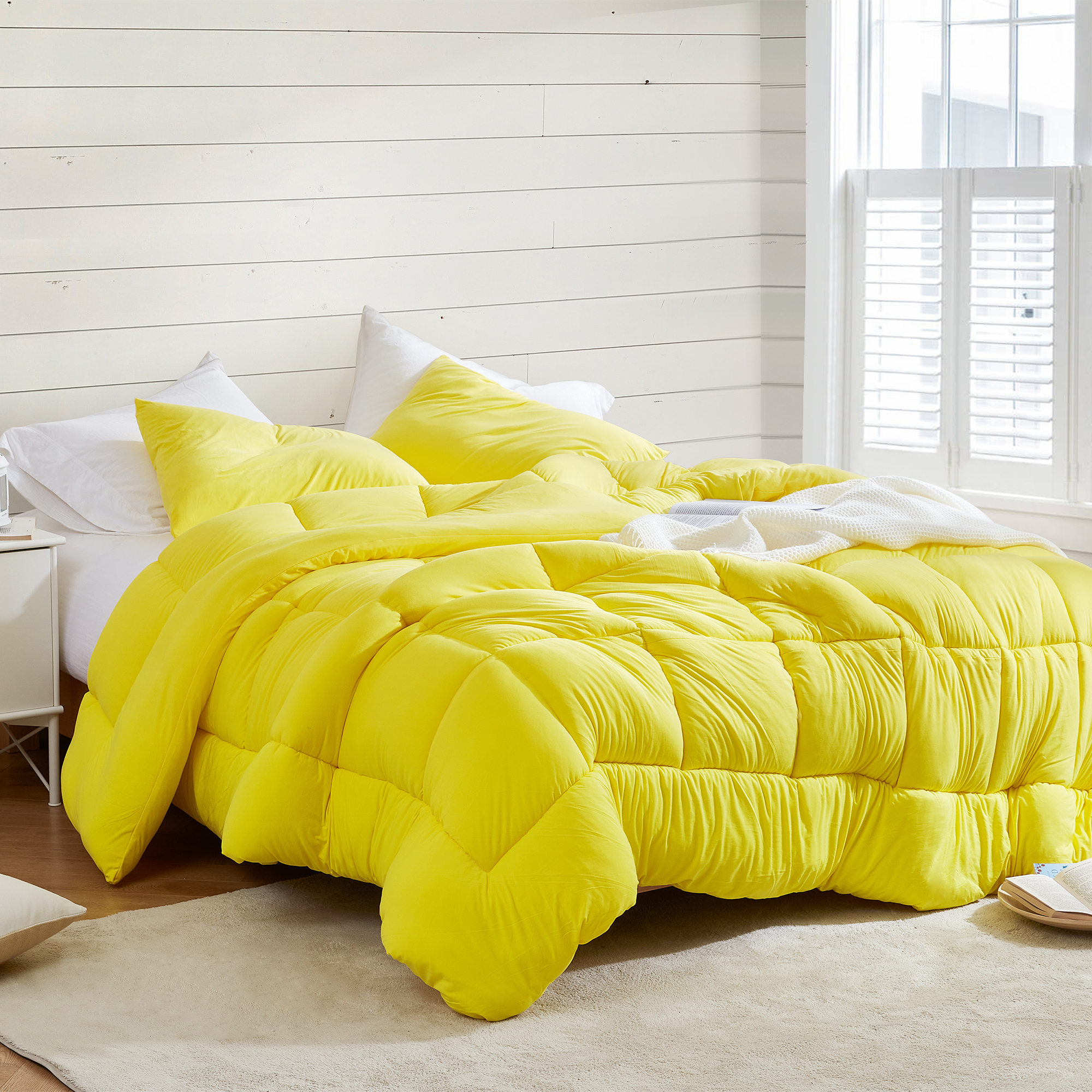 Vibrant Yellow Bedroom Decorations for Twin XL, Extra Large Full, Queen, or King Sized Beds