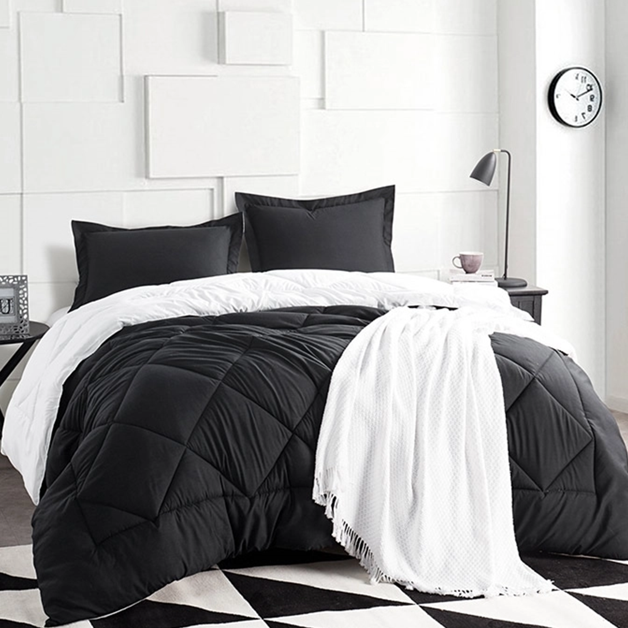 Shop XL King Bedding Sets Extra Long Comforter Black and White