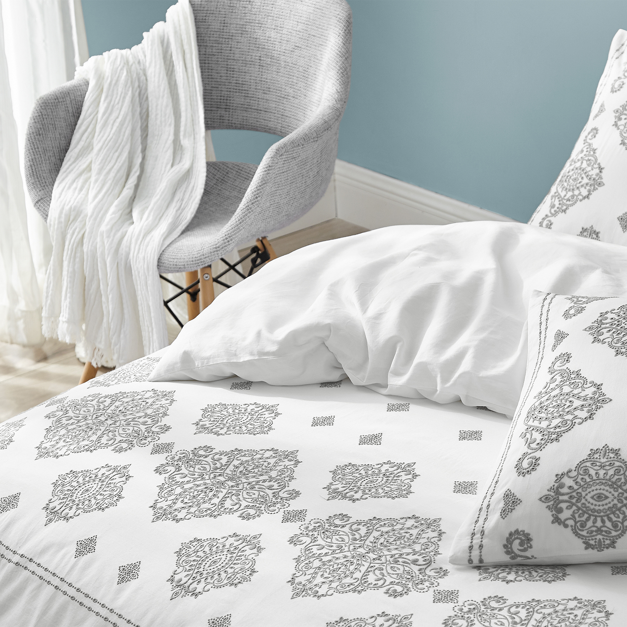 Coziest Cotton Extra Large King Bedding in Easy to Match White and