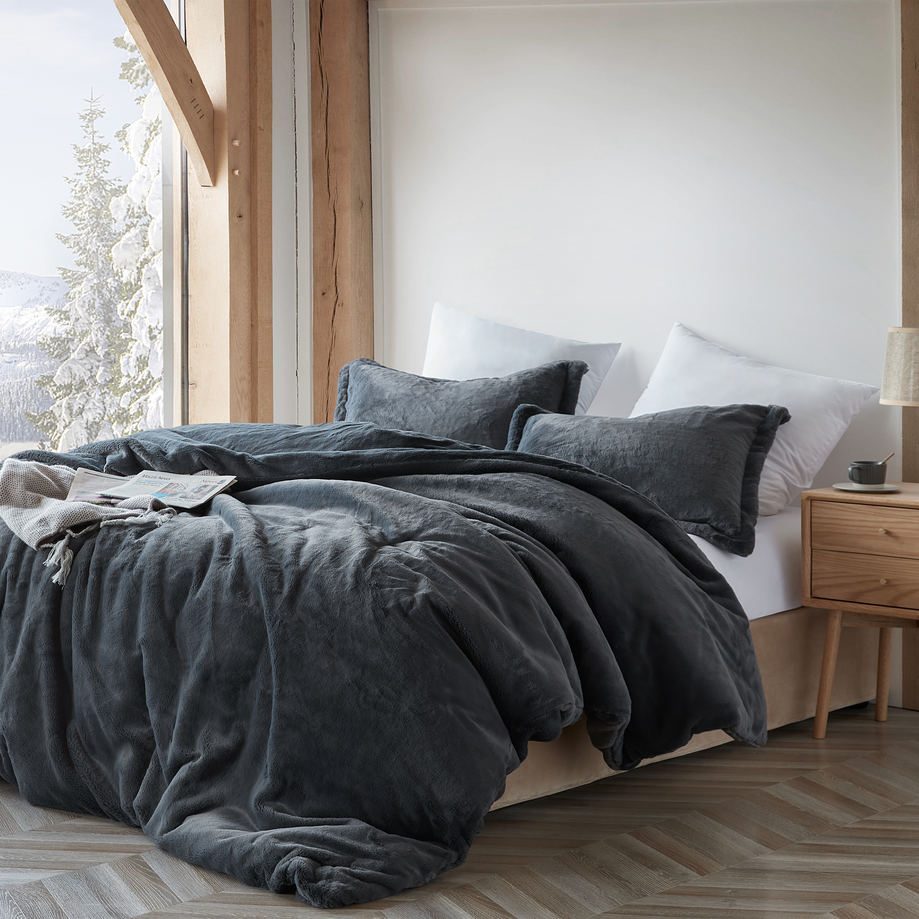 Cruelty Free Faux Fur Plush Coma Inducer Queen Oversized Comforter Set
