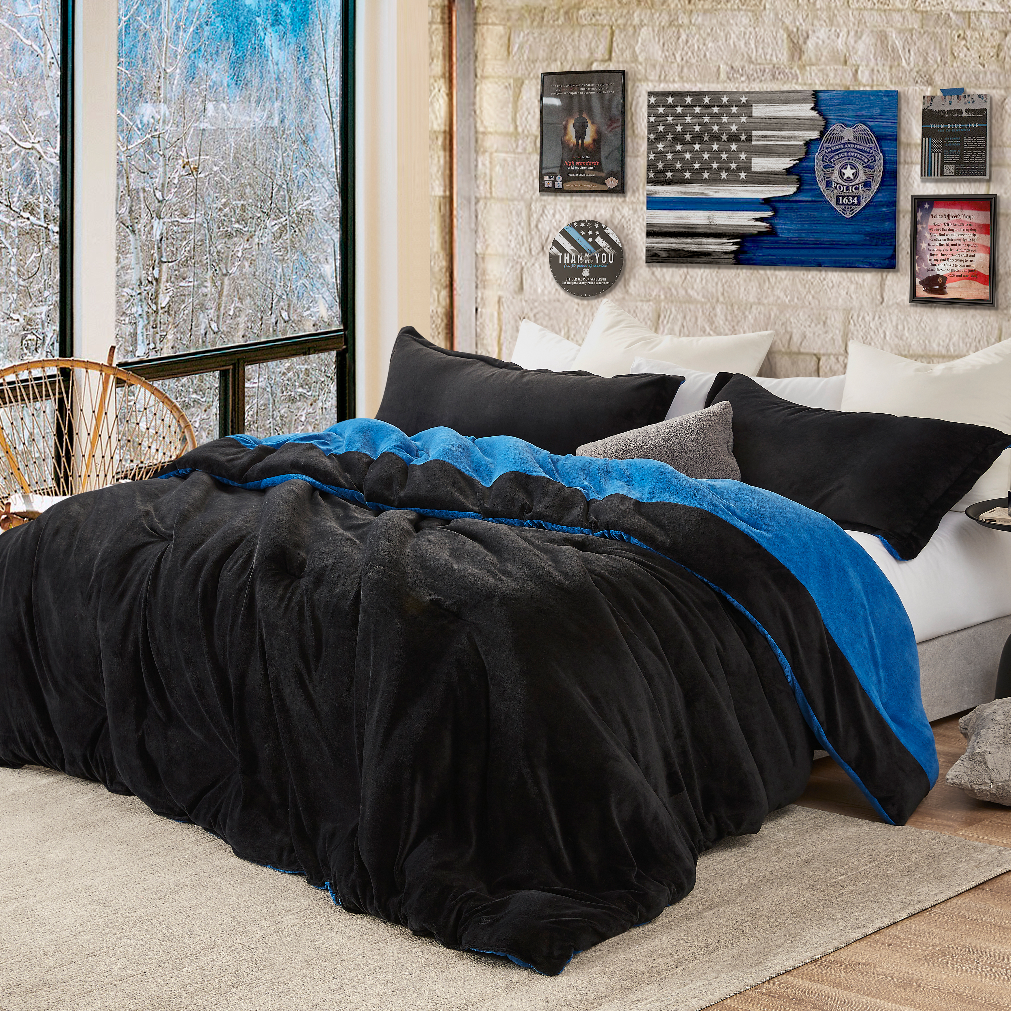 Even Heroes Need Sleep - Coma Inducer® Oversized King Comforter - Thickest Blue Line