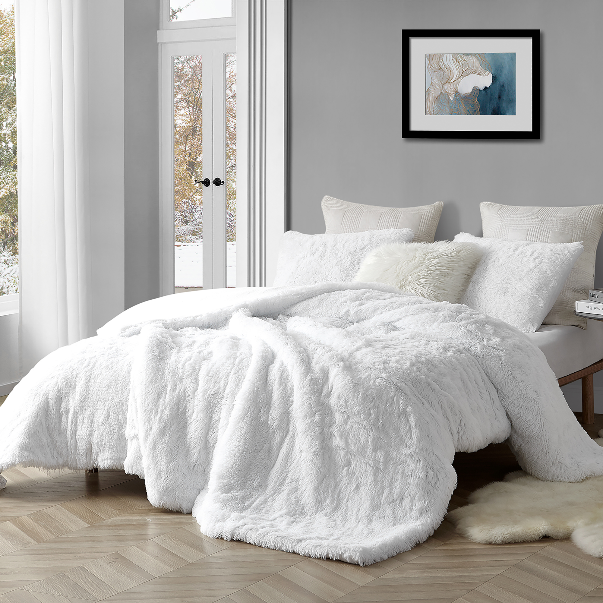 Pure White XL Twin, XL Queen, or XL King Are You Kidding Long Plush Comforter Made with True Oversized Bedding Dimensions