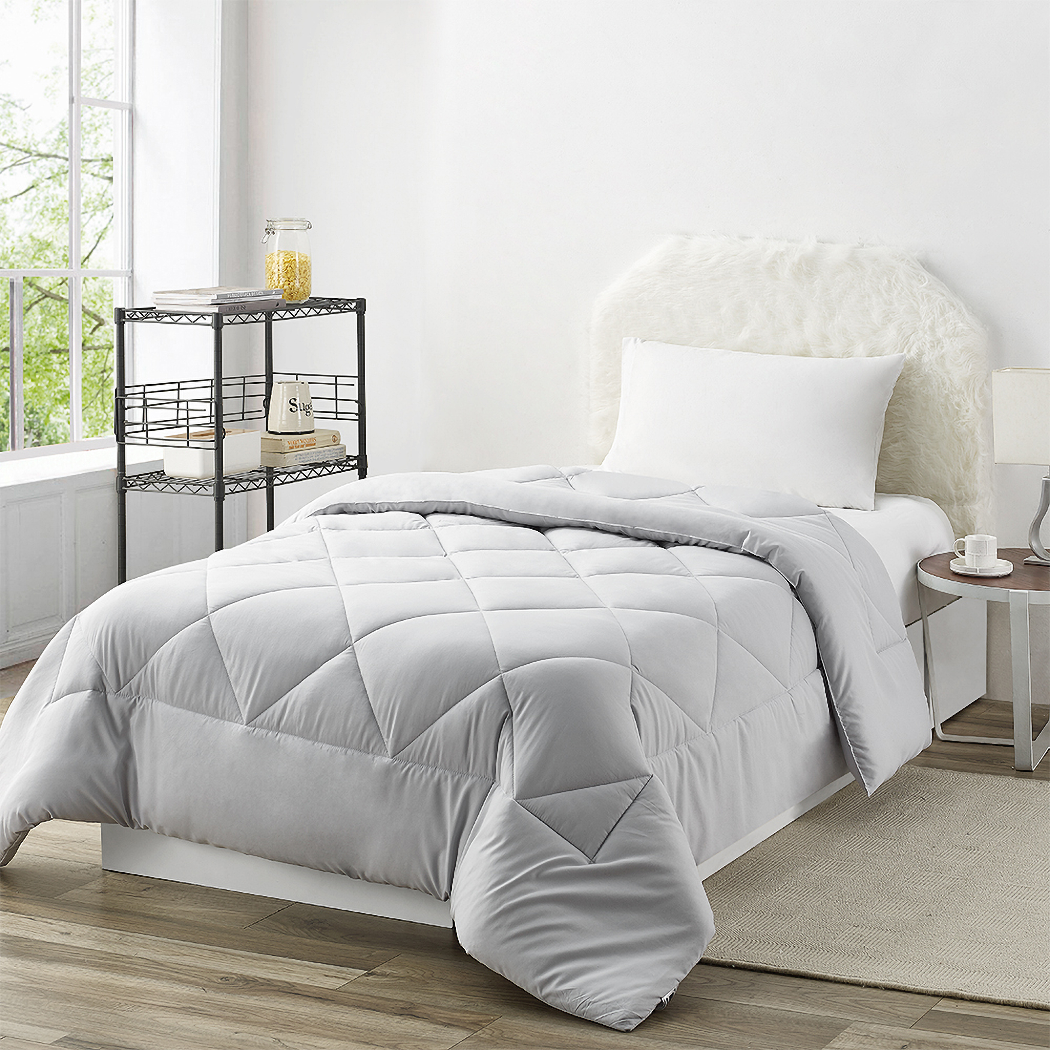 Solid Color Reversible Twin XL Comforter Solid Glacier Gray Twin Extra Large Microfiber Comforter