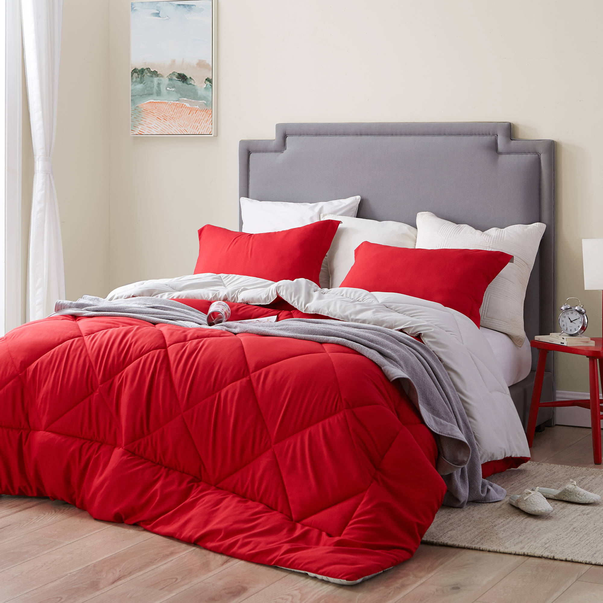 Unique Bedroom Decor Ideas for Your Twin XL Comforter Set Red and Beige Reversible Comforter True Twin XL Size