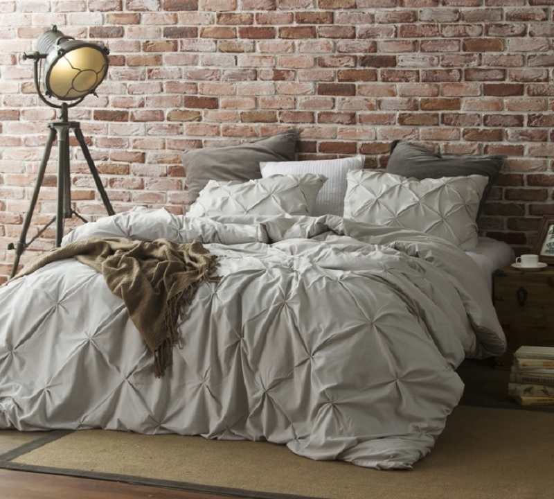 Extra Large Twin XL, Queen XL, or King XL Bedding in Easy to Match Natural  Beige Gray and Pin Tuck Design