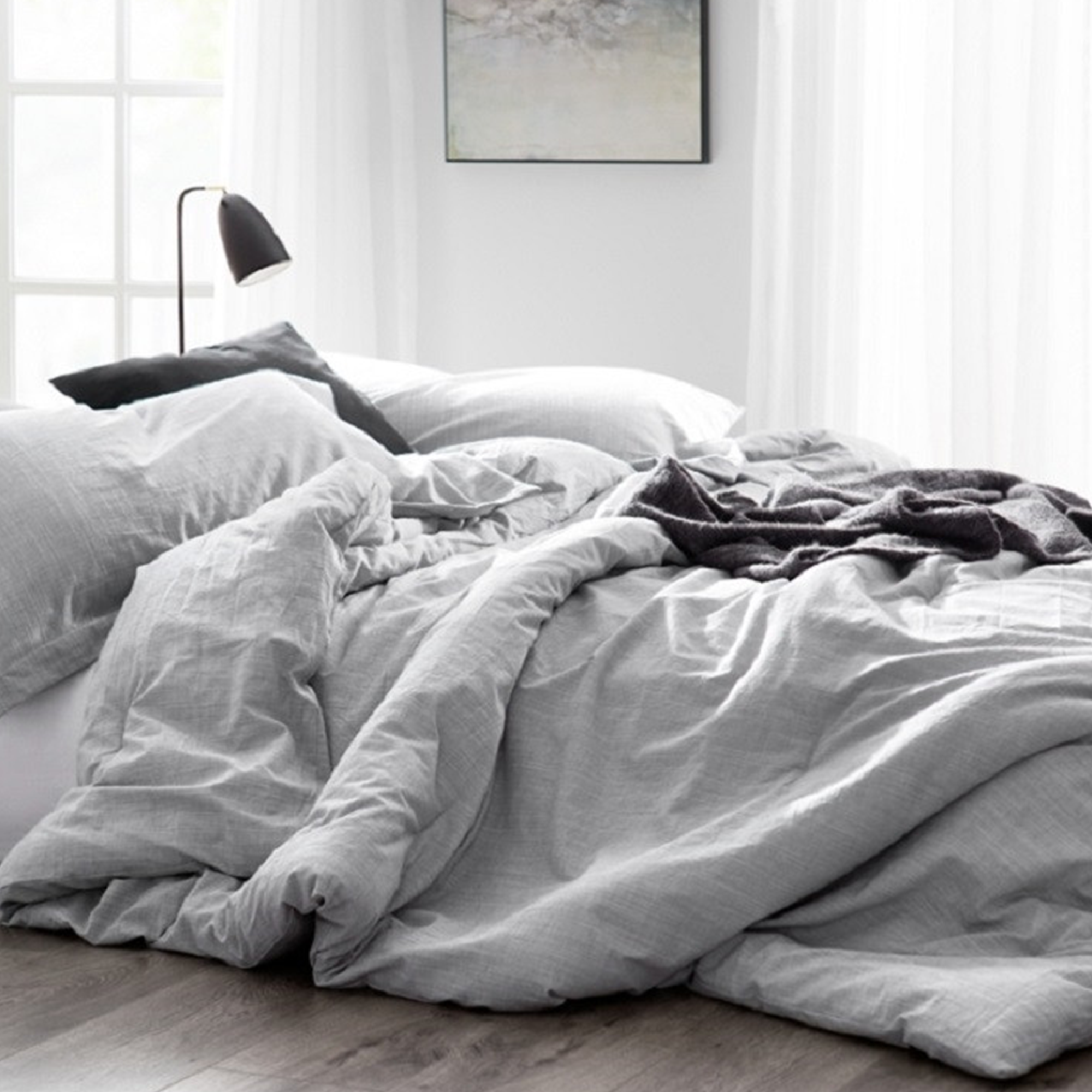 Natural Loft® Queen Comforter - Yarn Dyed Gray - Oversized Queen XL