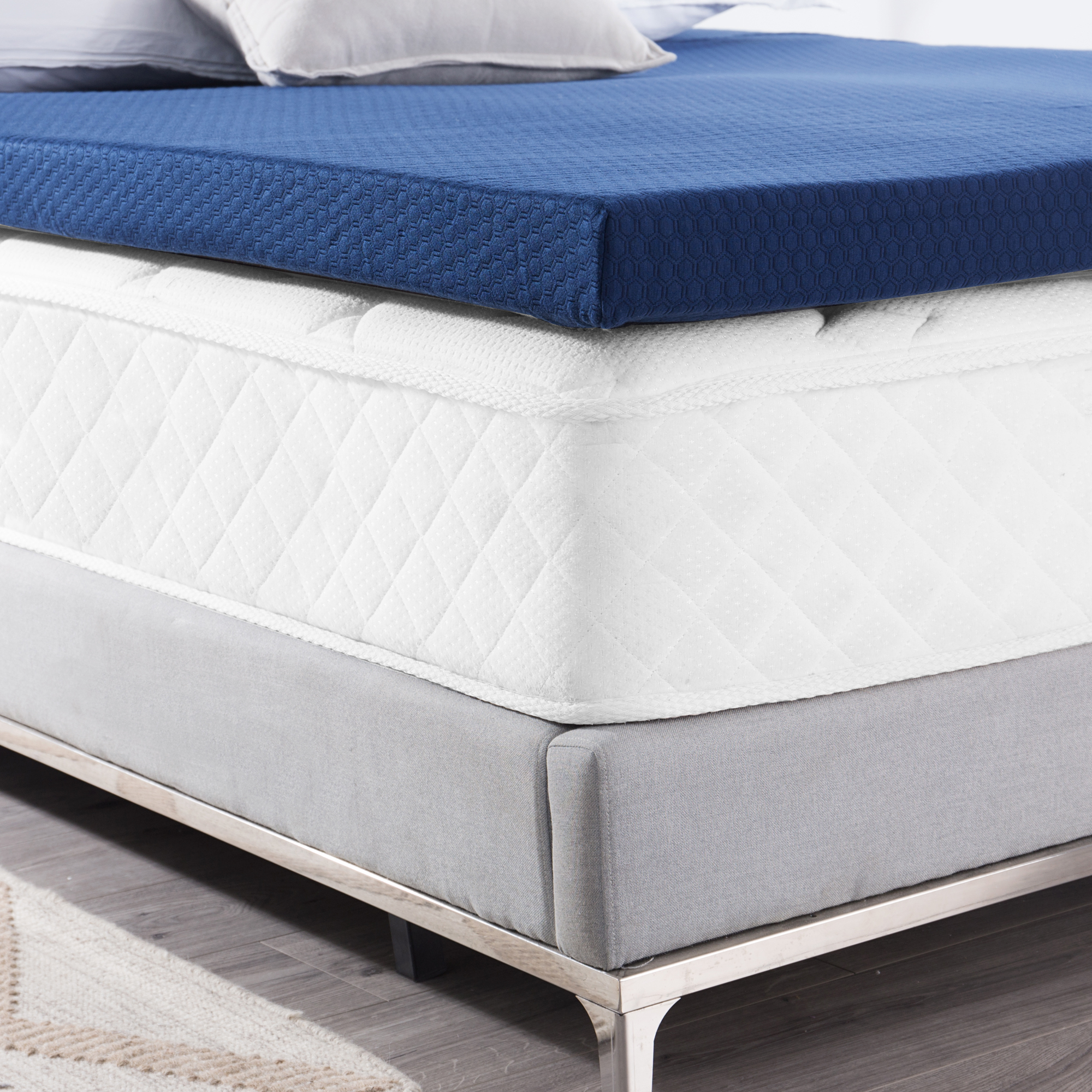 Spoon Me - Coma Inducer® - 3" Memory Foam Full XL Bedding Topper with Cover - Nighttime Gray