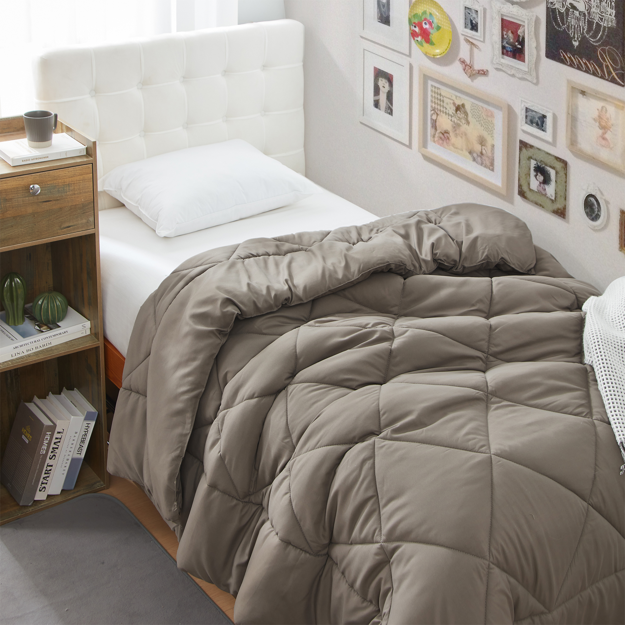 Solid Dark Brown Twin Comforter - Oversized Twin XL Bedding