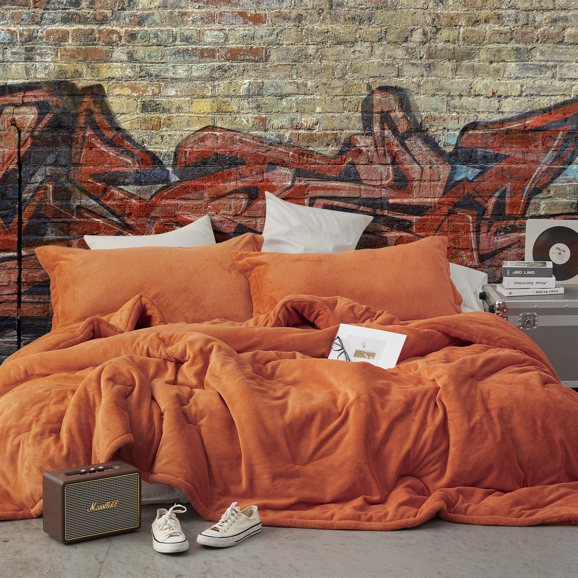 Neon Nights - Coma Inducer® Oversized King Comforter - Neon Orange