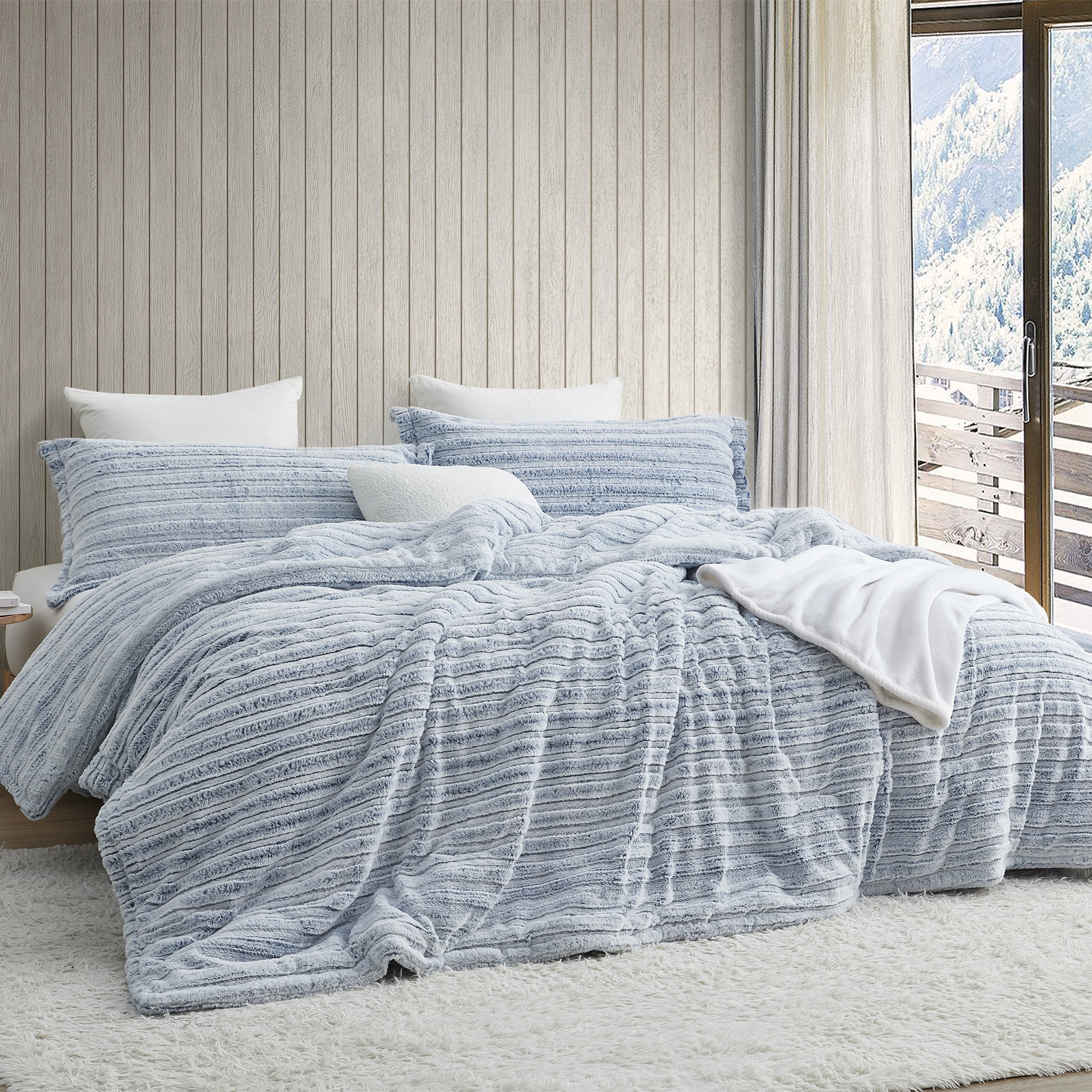 Softer than Soft - Coma Inducer® Oversized Queen Comforter - Frosted Navy Stripe