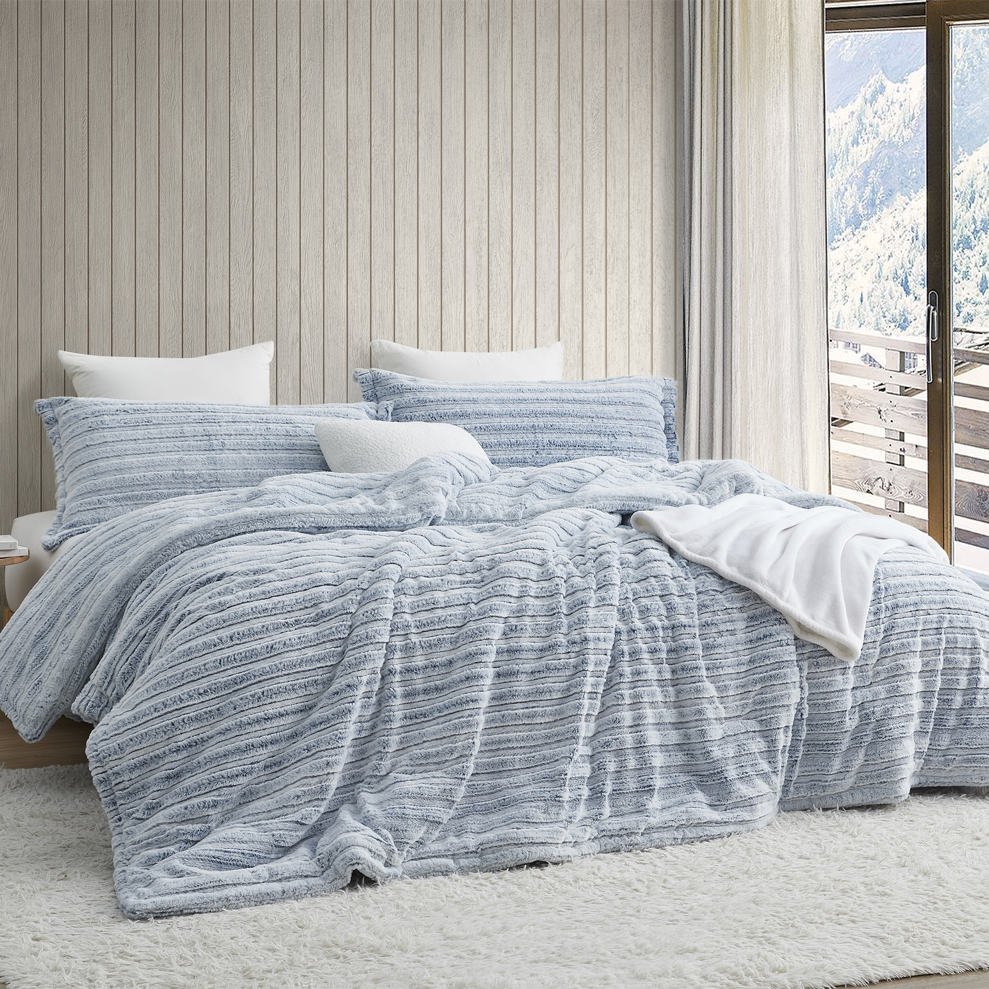 Softer than Soft - Coma Inducer® Oversized King Comforter - Frosted Navy Stripe