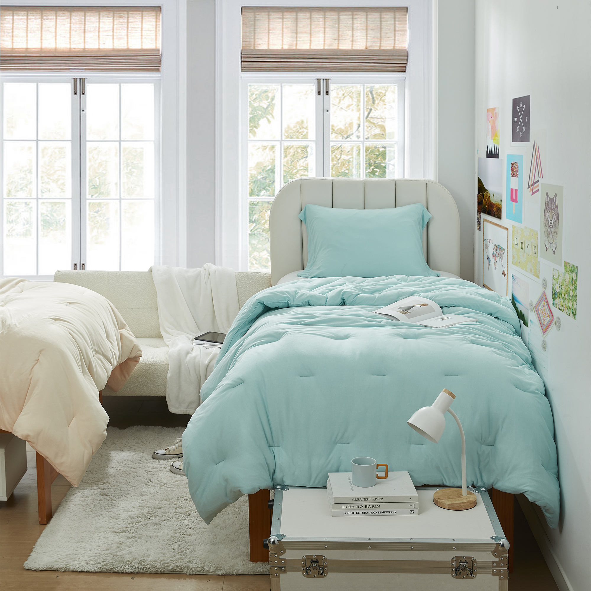 Bamboo Glacier - Coma Inducer® Oversized Twin Comforter - Frosty Eggshell Blue