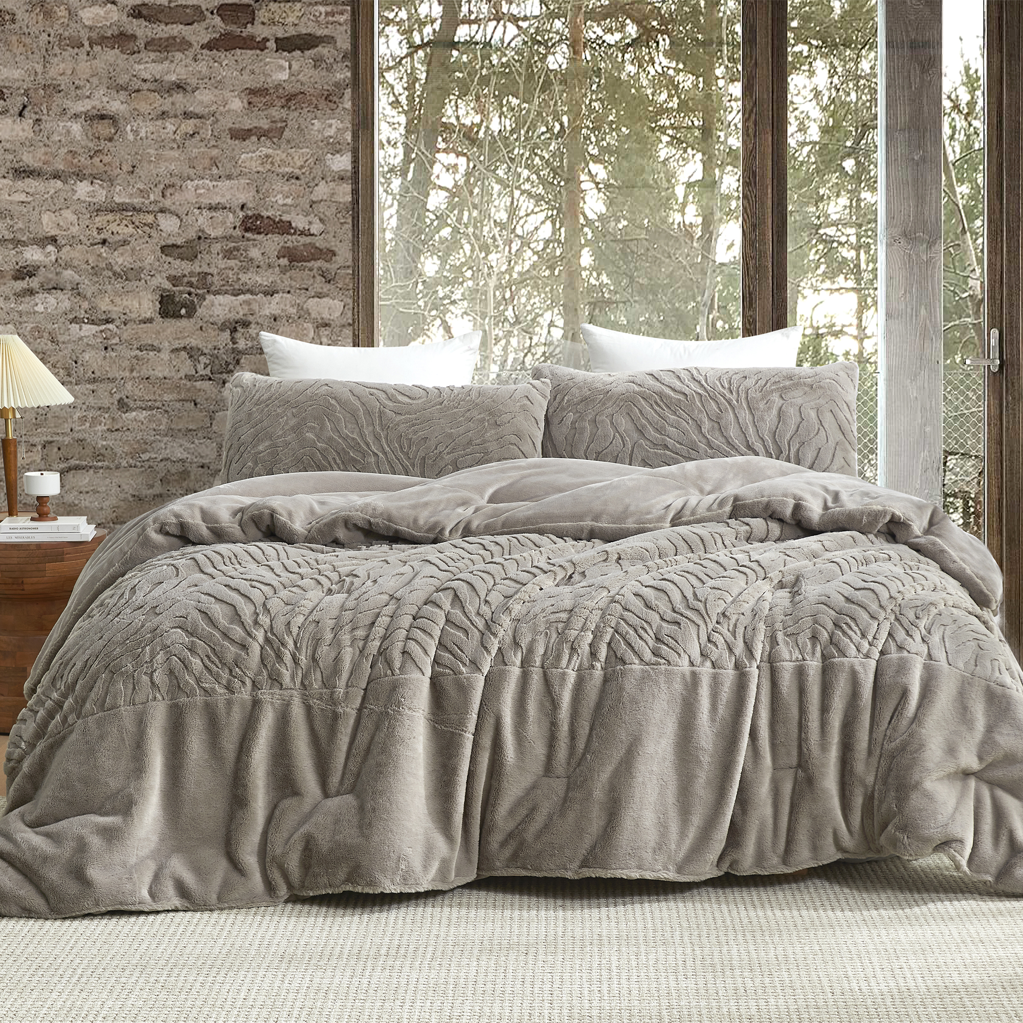 Faded Zebra - Coma Inducer® Oversized Queen Comforter - Pepper Taupe Gray
