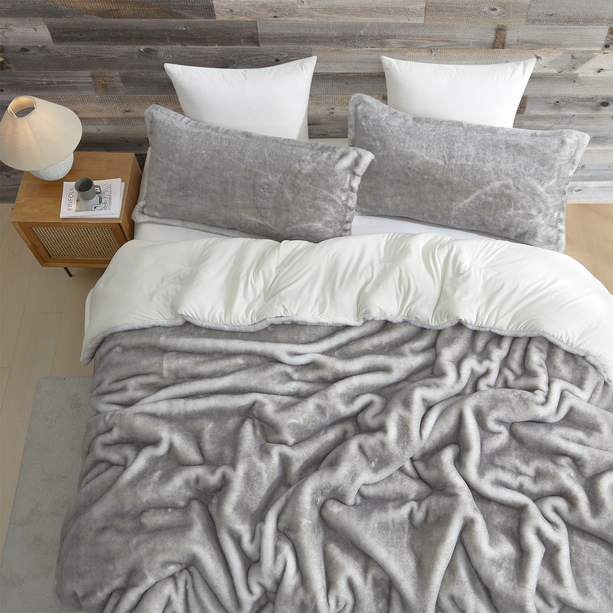 Fox in the Coconut Tree - Coma Inducer® Oversized Queen Comforter - Frosty Gray Coconut