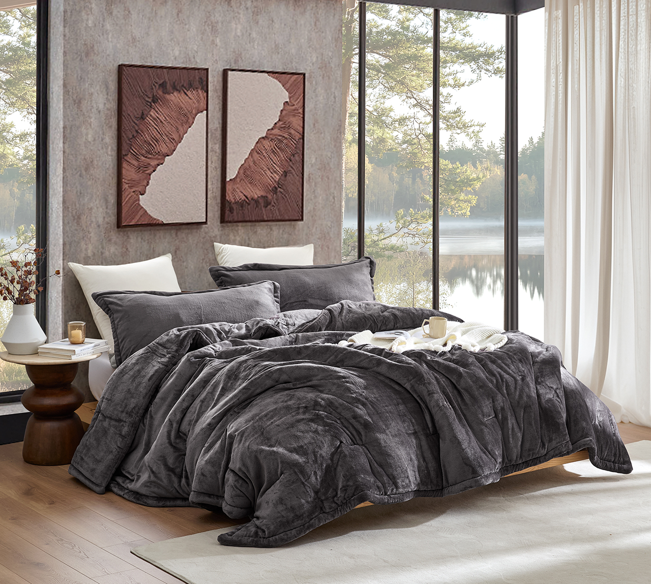 Touchy Feely - Coma Inducer® Oversized Comforter Set - Dark Core Gray