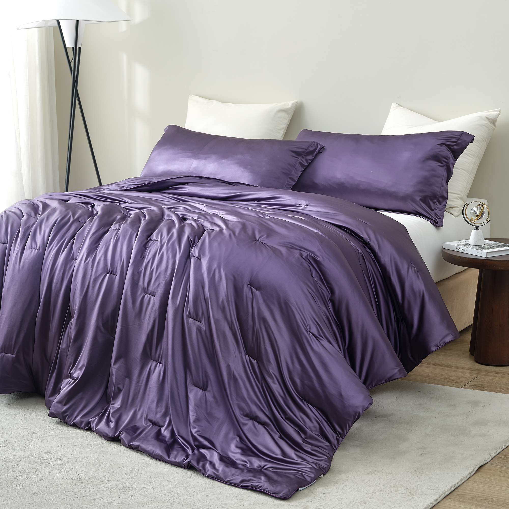 Satin Summer - Coma Inducer® Oversized King Comforter Set - Purple Plumeria