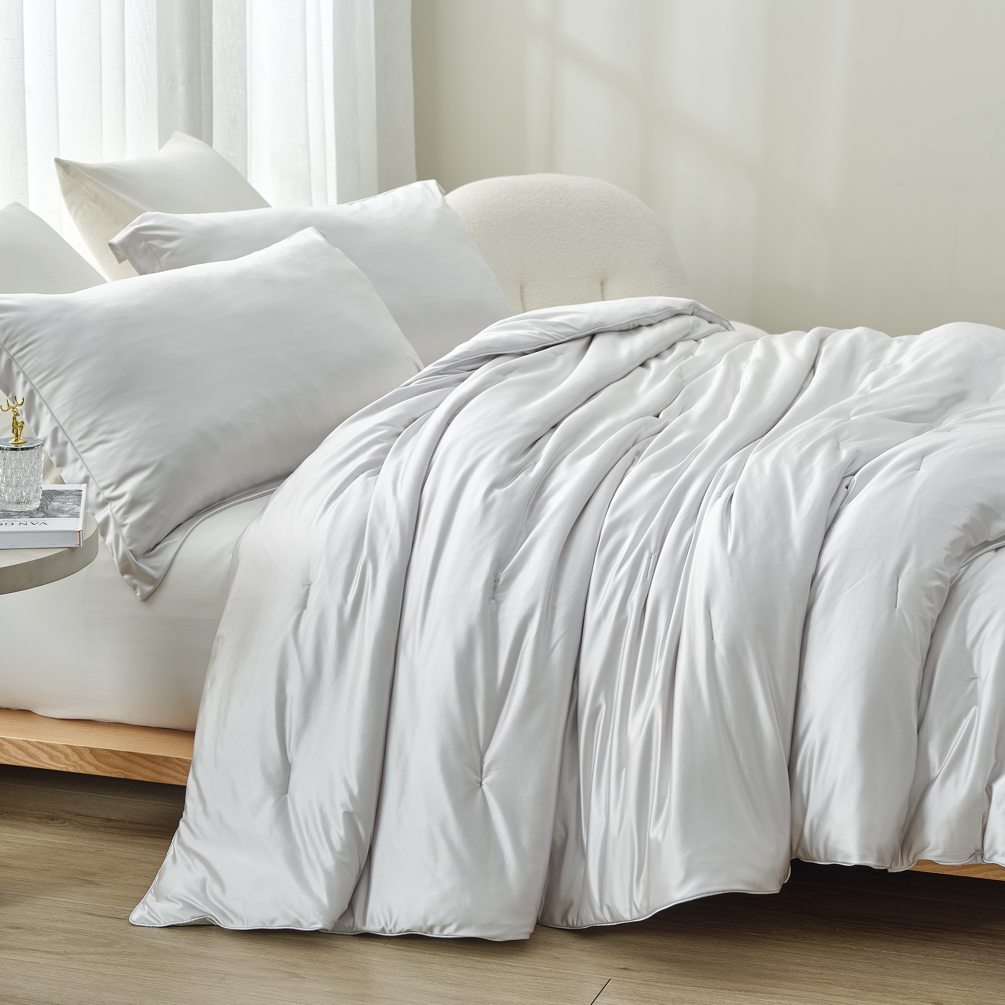 Satin Summer - Coma Inducer® Oversized Queen Comforter Set - Whispy Gray Clouds