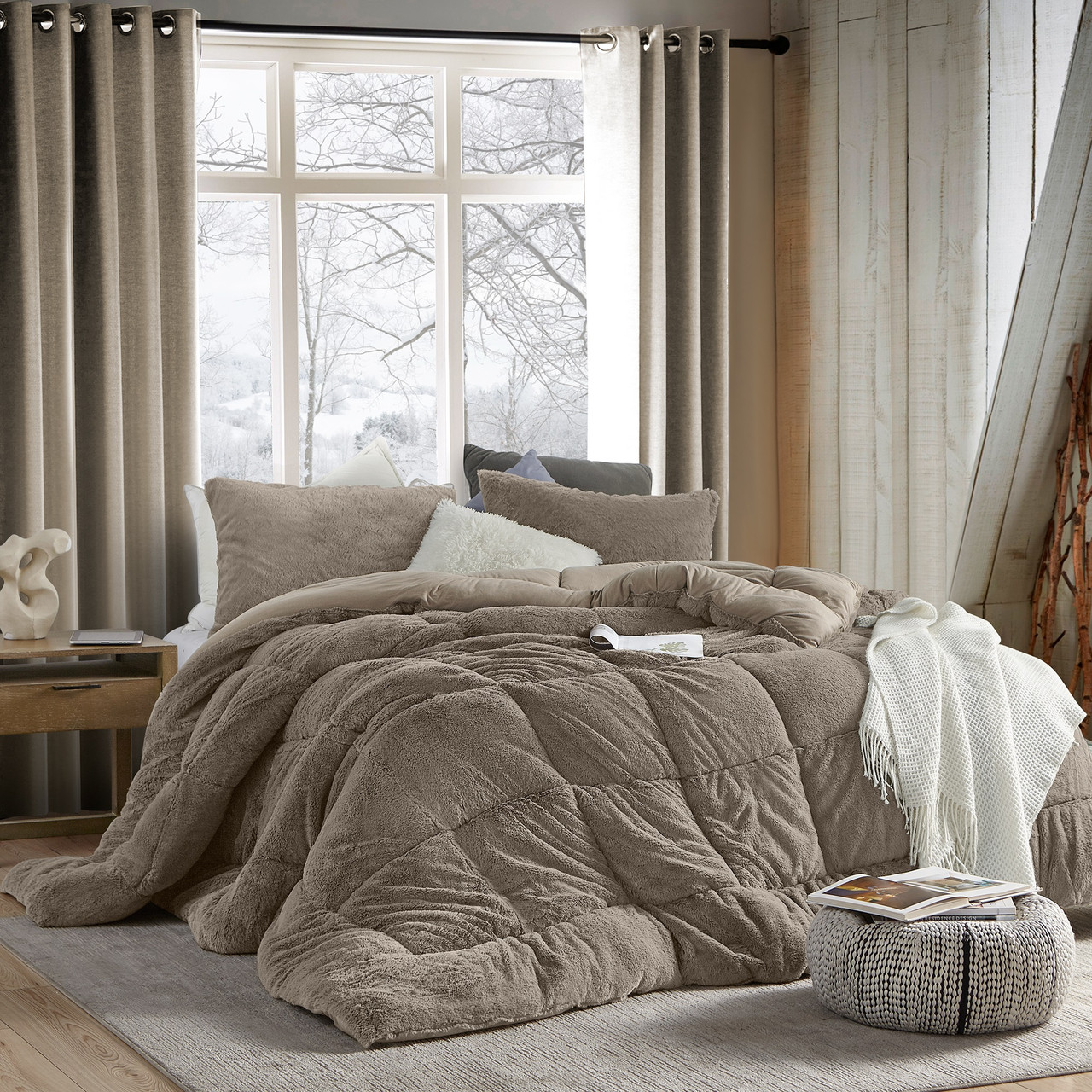 Are You Kidding Bare - Coma Inducer® Alaskan King Comforter - Olive Winter Twig