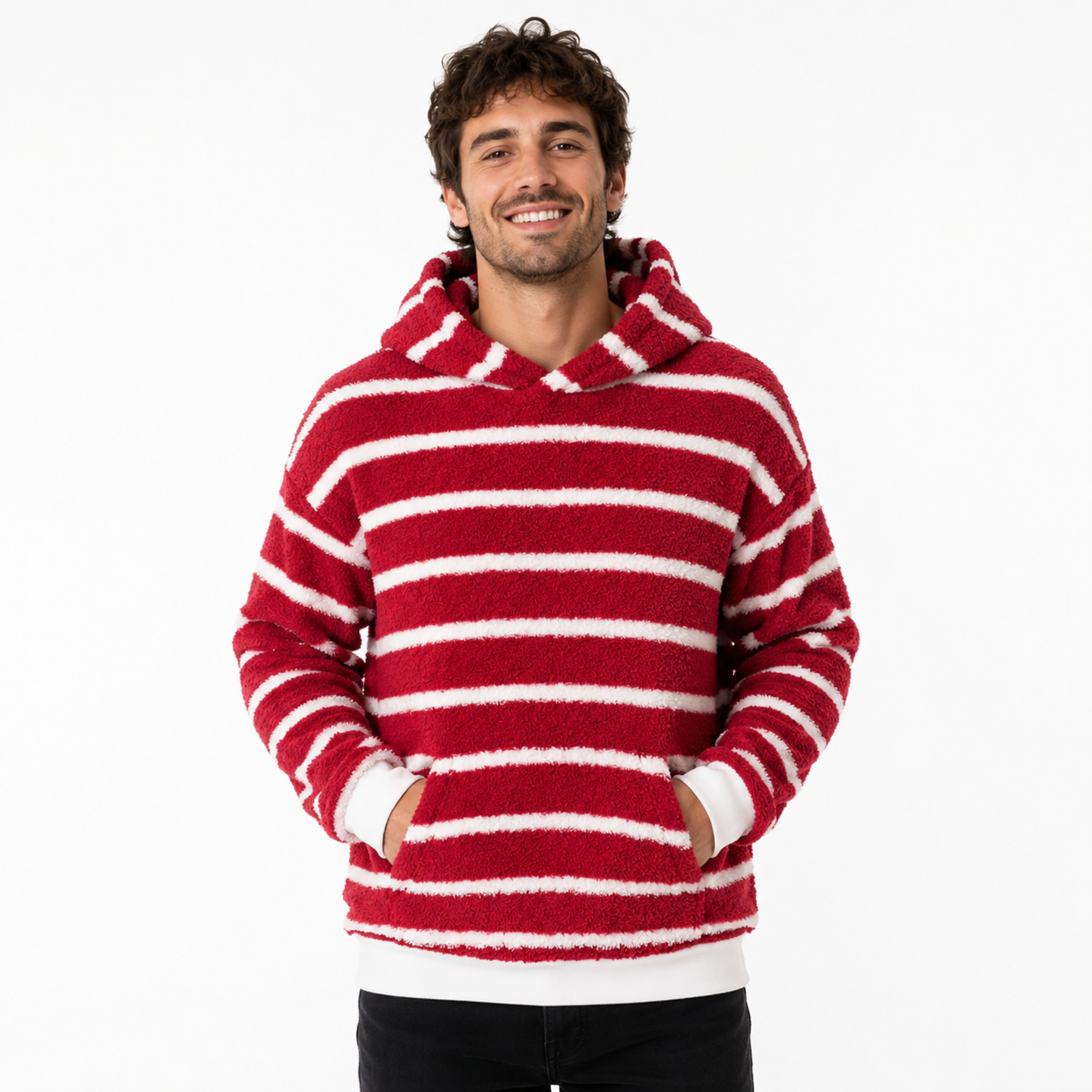 Coma Hoodie™ - Looks Soft - Red & White Stripe - Men's