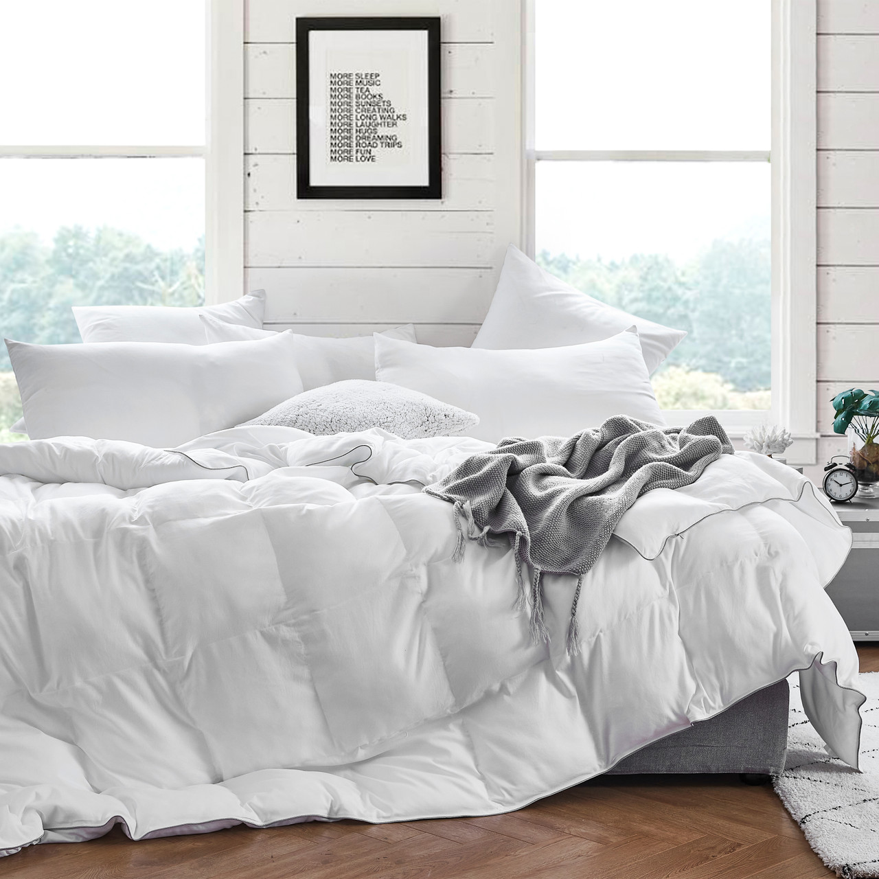 Wake In Cloud Piumino Singolo Con Federe - 100% Cotone Con Fantasia Stelle E Razzi Su Sfondo Grigio (3 Pezzi, Misura Singola 173x228 Cm)