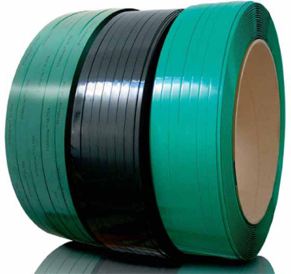 Polyester (PET) Strapping, 1/2 wide, 820 lb, 16 x 6 core, Green