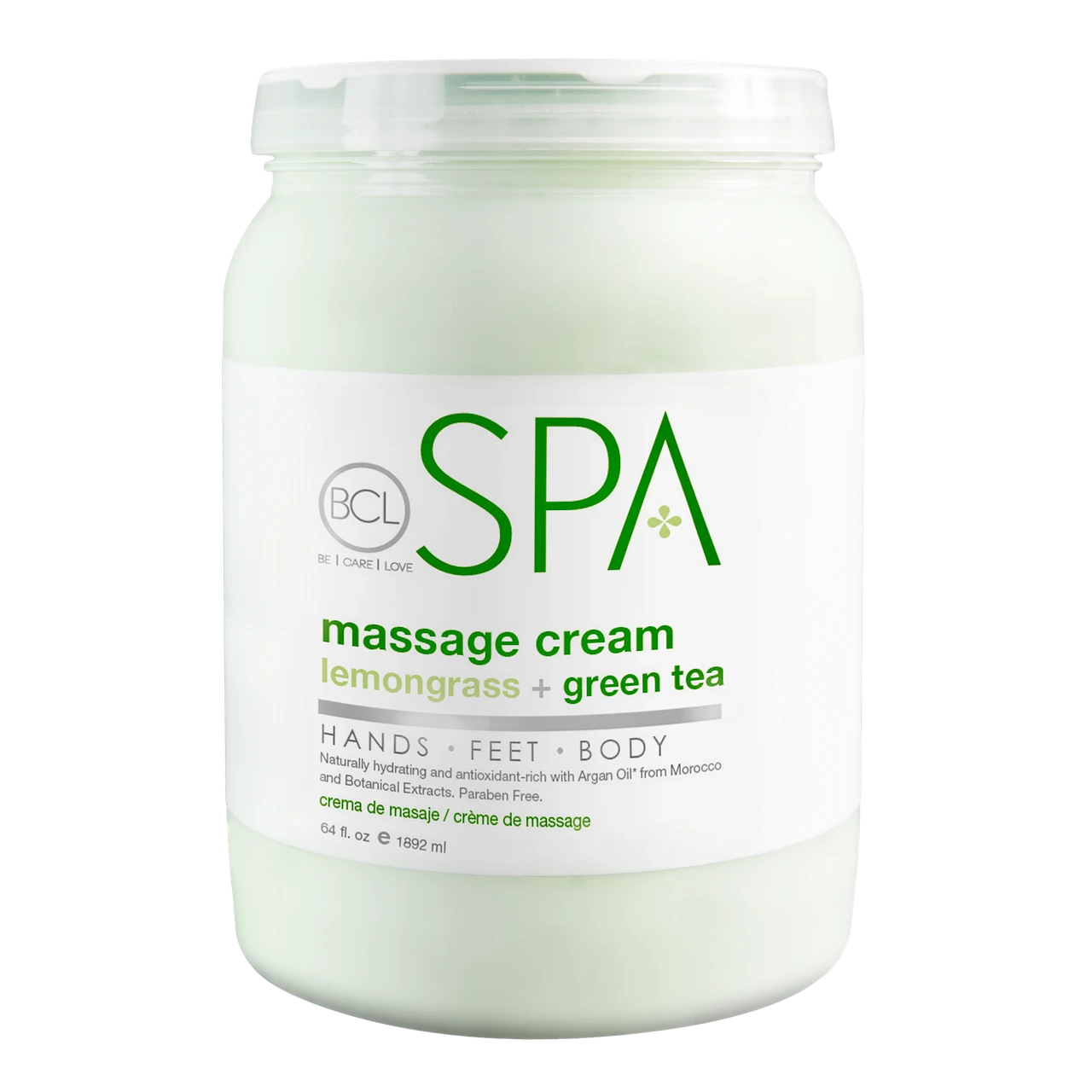 BCL SPA 64 oz. Massage Cream Lemongrass + Green Tea - Nail Supply Inc