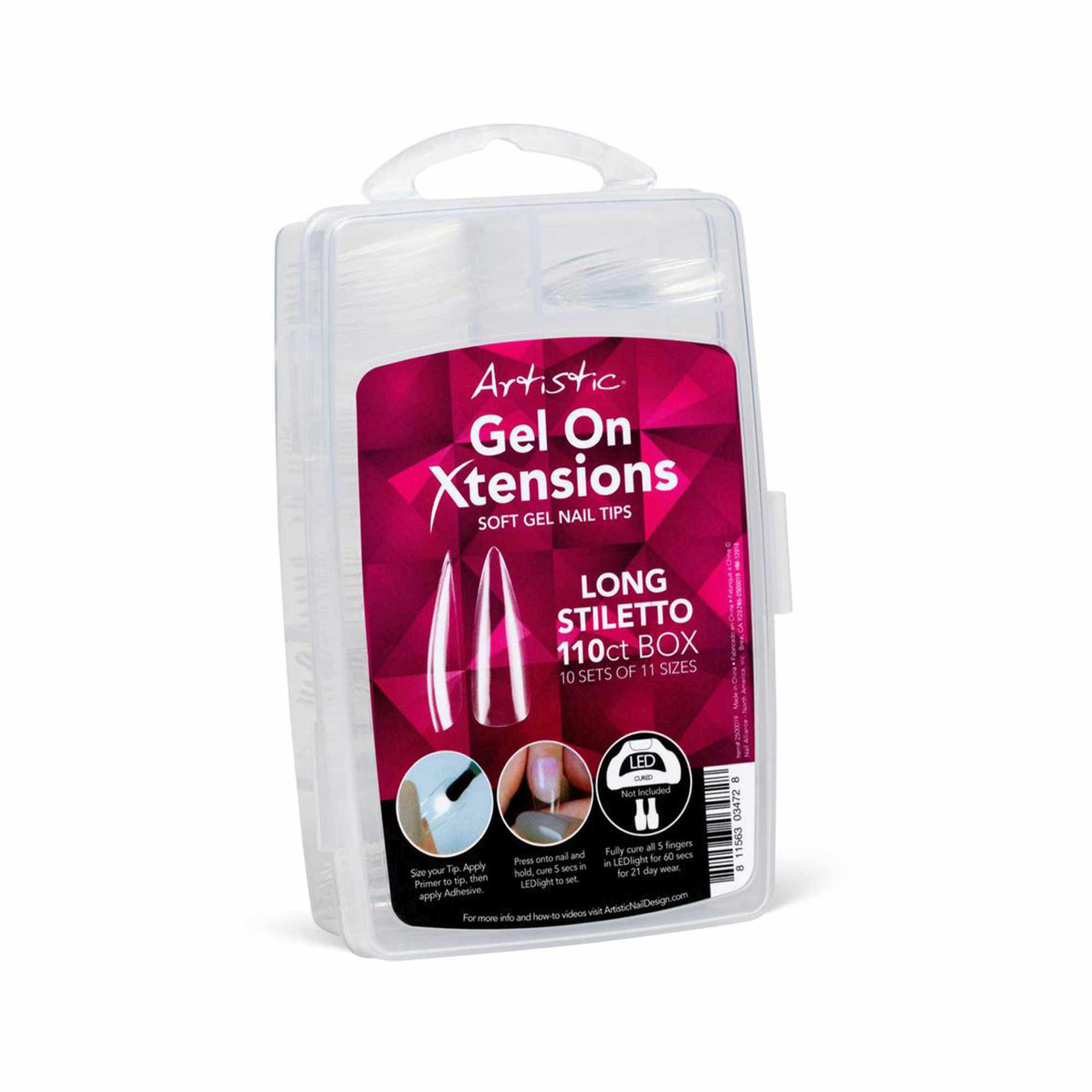 Artistic Nail Design Gel On Xtensions, Long Stiletto, 110 Ct Nail Supply Inc