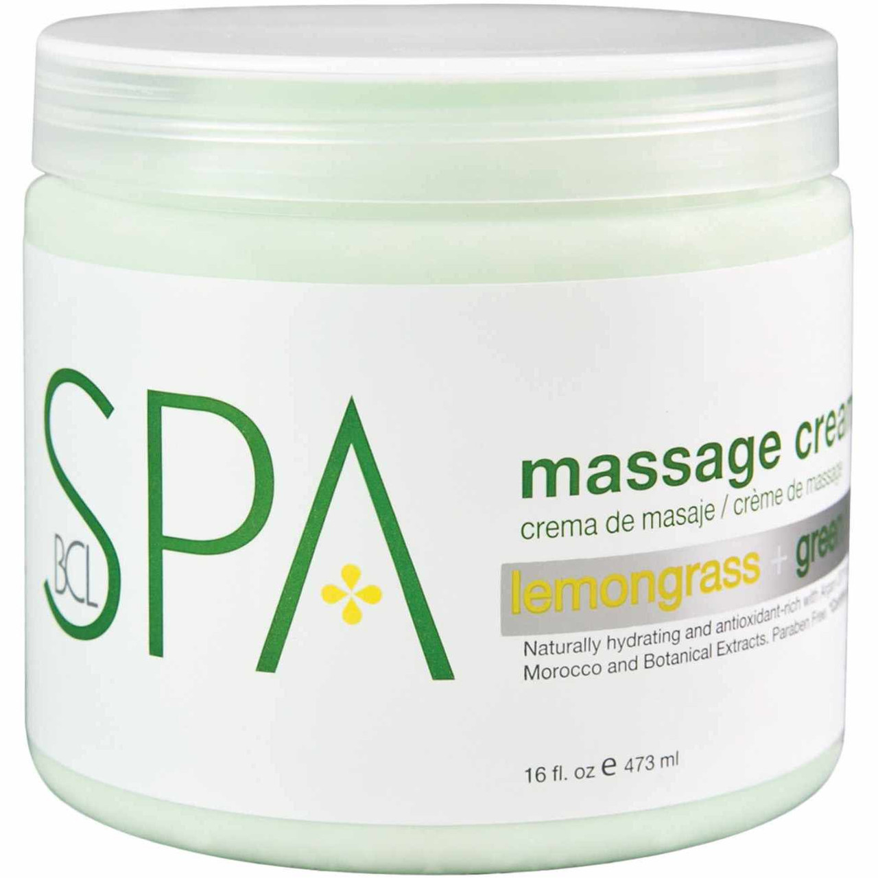 BCL SPA 16 oz. Massage Cream Lemongrass + Green Tea - Nail Supply Inc