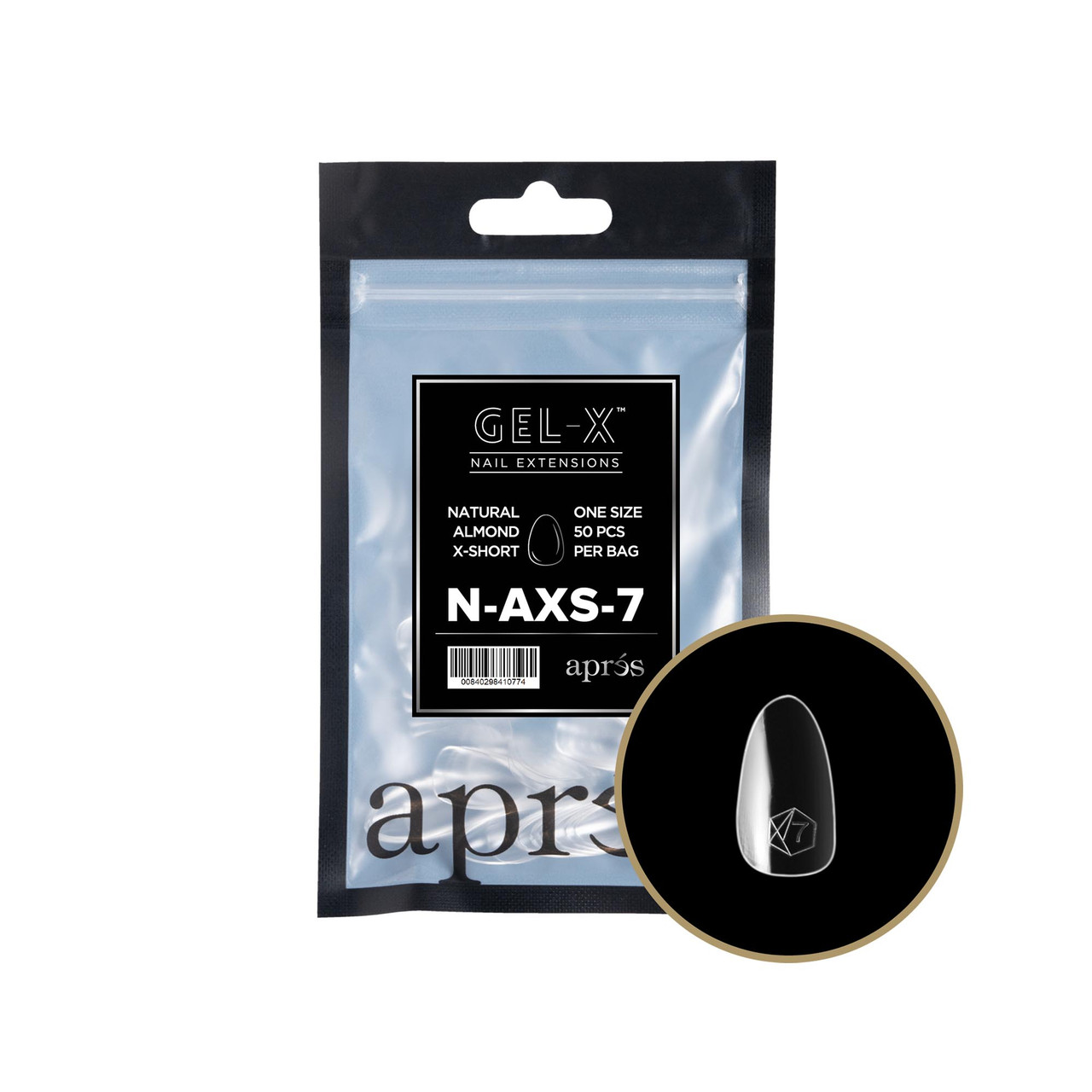 Apres Gel-X Refill Tips Natural Almond Extra Short - Size 07, 50