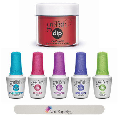 Gelish Professional Nail Dip Starter Kit with Bright Red Creme Color