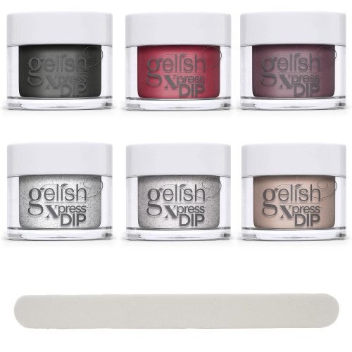 Gelish Xpress Dip "Shake Up The Magic" 2020 Winter Collection Bundle - 6 colors, nail file included!