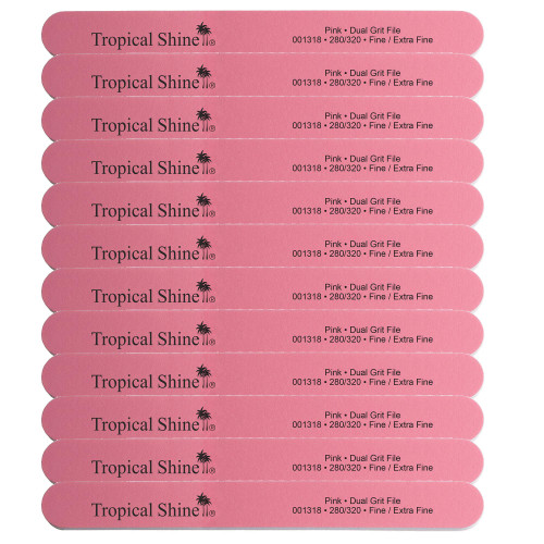 Tropical Shine Dual Grit File PINK 280/320 Grit (Fine/ Extra Fine)- Case Pack of 12