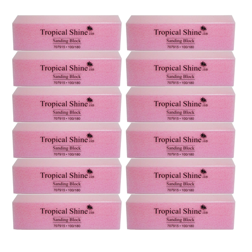 Tropical Shine Pink Sanding Block 100/ 180 Grit (Coarse/ Medium)- Case Pack of 12