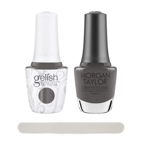 Gelish Disney Villains "Smoke The Competition" 2 pc. Duo - Soak-Off Gel Polish and Lacquer - Concrete Gray Creme