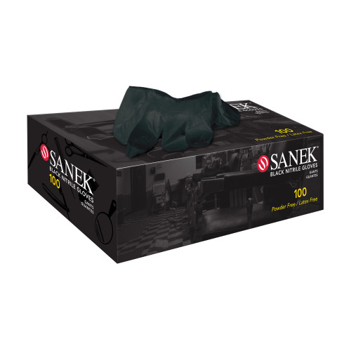 Sanek® Nitrile Gloves Power Free Small Black