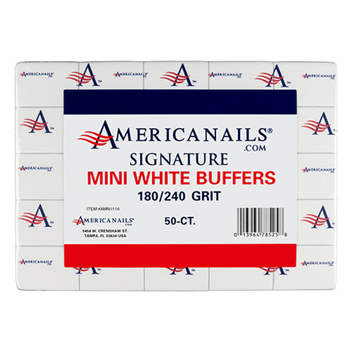Americanails Signature Mini White Buffers, 180/240 Grit, 50 ct.