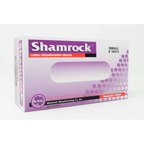 Shamrock Powder Free Textured Latex Examination Gloves - Size Small, Box of 100 Gloves