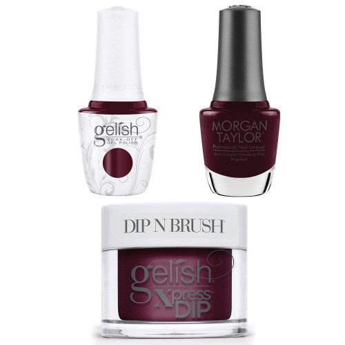 Gelish "Tartan The Interruption" Trio, Deep Scarlet Creme- Includes Gel Polish, Lacquer And Dip