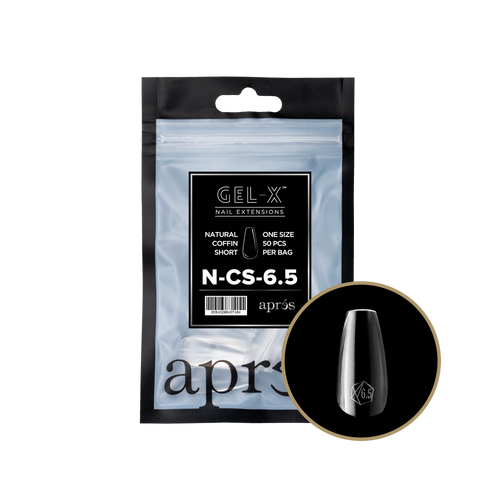 Apres Gel-X Refill Tips Natural Coffin Short - Size 6.5, 50 pcs.