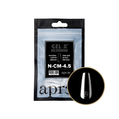 Apres Gel-X Refill Tips Natural Coffin Medium - Size 4.5, 50 pcs.