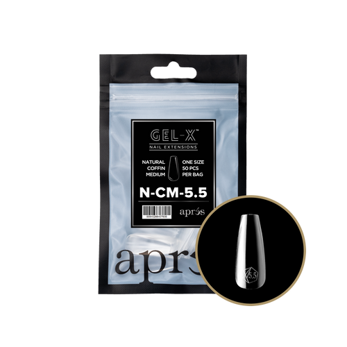 Apres Gel-X Refill Tips Natural Coffin Medium - Size 5.5, 50 pcs.