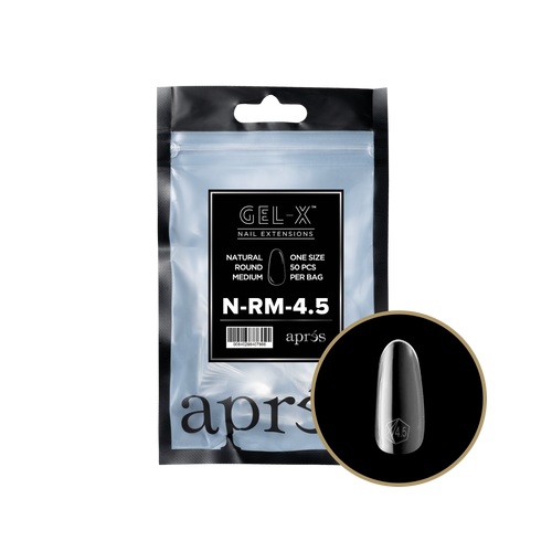 Apres Gel-X Refill Tips Natural Round Medium - Size 4.5, 50 pcs.