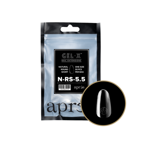 Apres Gel-X Refill Tips Natural Round Short - Size 5.5, 50 pcs.